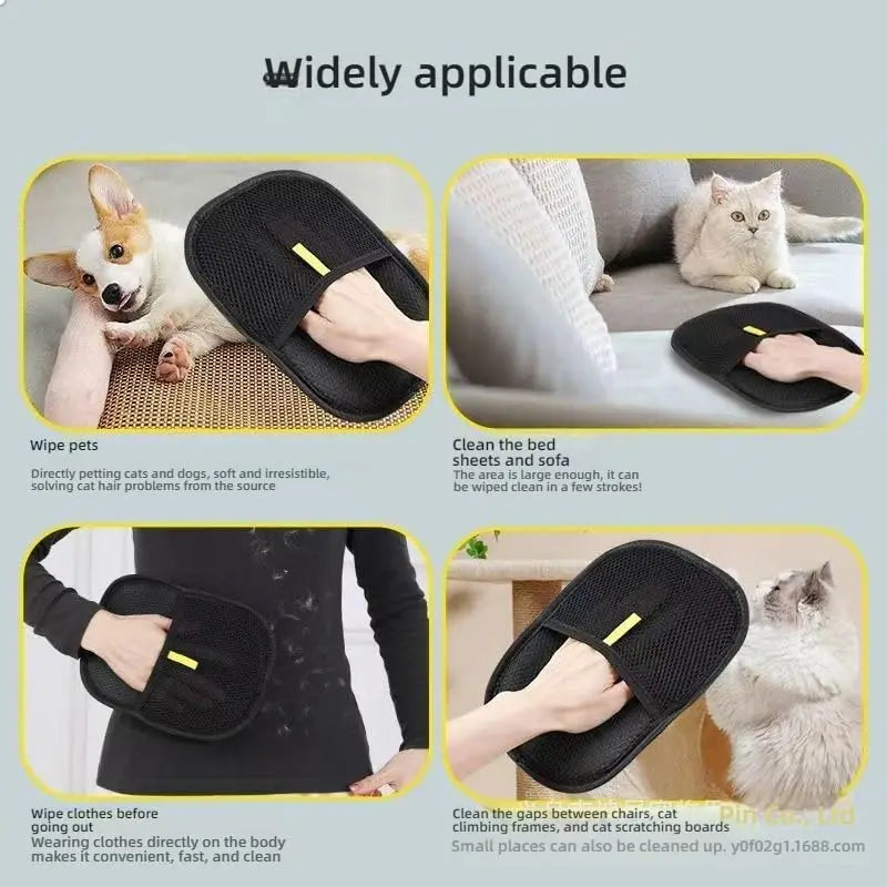 Cat Hair Brush Pet Removal Gloves Double-Sided Pet Grooming Gloves Kitten Cleaning Tool Dog Deshedding Brush Pet Supplies ﻿