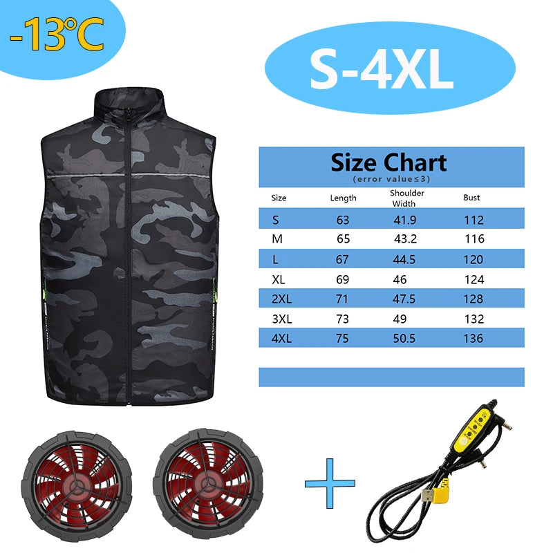 Summer  Fan Vest for Construction Sites, Cooling Workwear, Refrigeration Waistcoat, Outdoor Protective Fan Jacket, Uni