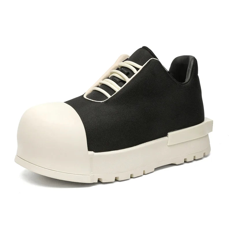 Unisex Round Toe Canvas Ankle Boots Fall Chunky Platform Height Increasing His & Hers Couple Shoes for Casual Streetwear Outdoor