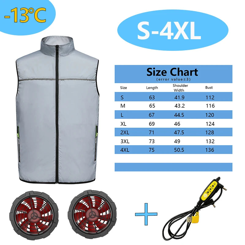 Summer  Fan Vest for Construction Sites, Cooling Workwear, Refrigeration Waistcoat, Outdoor Protective Fan Jacket, Uni