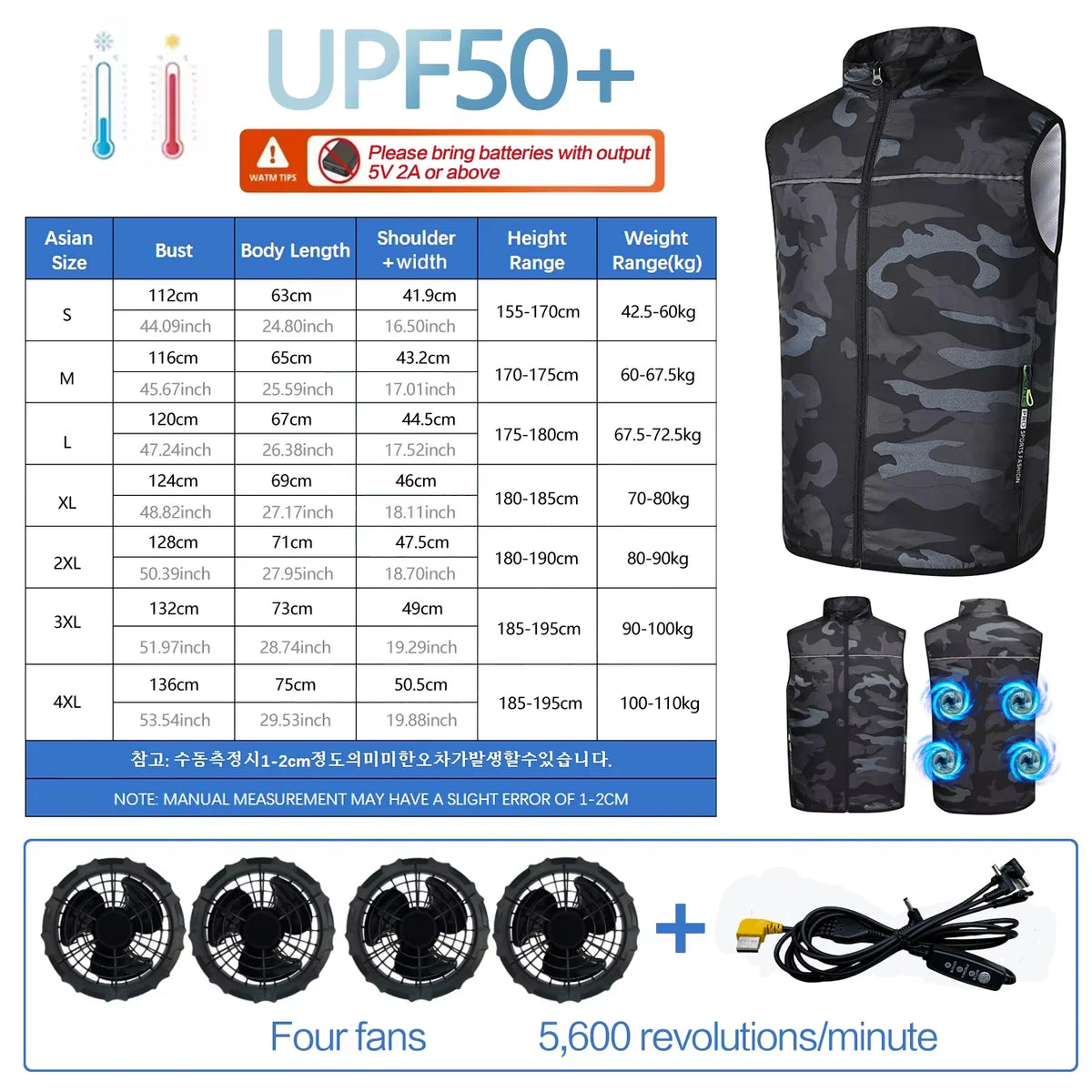 Summer  Fan Vest for Construction Sites, Cooling Workwear, Refrigeration Waistcoat, Outdoor Protective Fan Jacket, Uni
