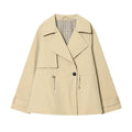 ETJ 2026 Women Casual Trench Coat Short Style Drawstring Waist Jacket Fashion Office Lady Spring Autumn Coat
