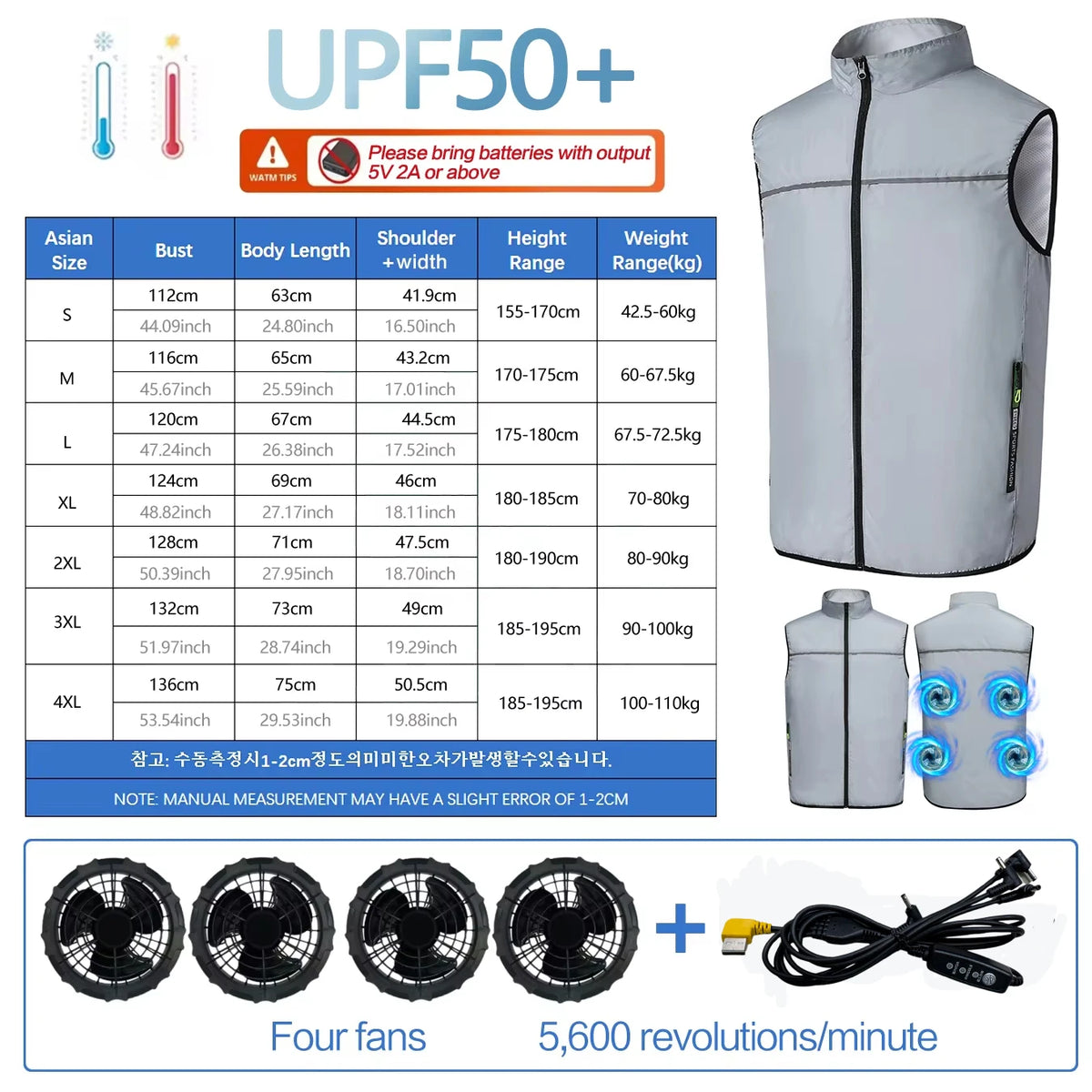Summer  Fan Vest for Construction Sites, Cooling Workwear, Refrigeration Waistcoat, Outdoor Protective Fan Jacket, Uni
